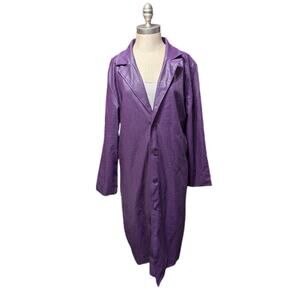Suicide Squad The Joker Cosplay Costume Purple Faux Leather Trench Coat Men’s L